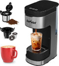 SUNVIVI Iced &amp Hot Coffee Maker: Single Serve Coffee Maker with 3 Brewing Options for K Pod Ground Coffee &amp Tea Removable Water Reservoir &amp Reusable Filter Ideal for Home &amp Office