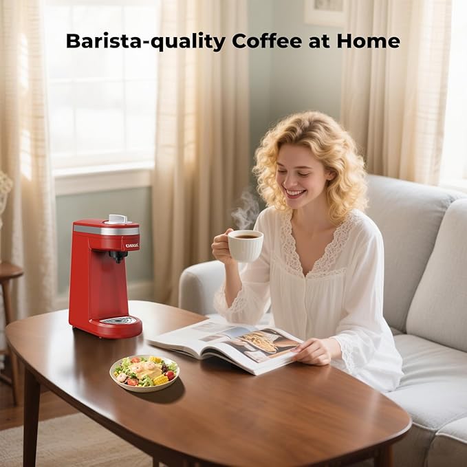 CHULUX Mini Coffee Maker for K Capsule Single Serve Coffee Maker for One Cup Americano Lightweight Pod Coffee Machine Red