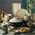 Dinnerware Sets - Luxury Gift Dishes Service Set 57 Pcs Porcelain Dinnerware Set for 10-12 Round Stoneware Dish Set Contemporary Fine Dishware Sets with Bowl Soup Plate