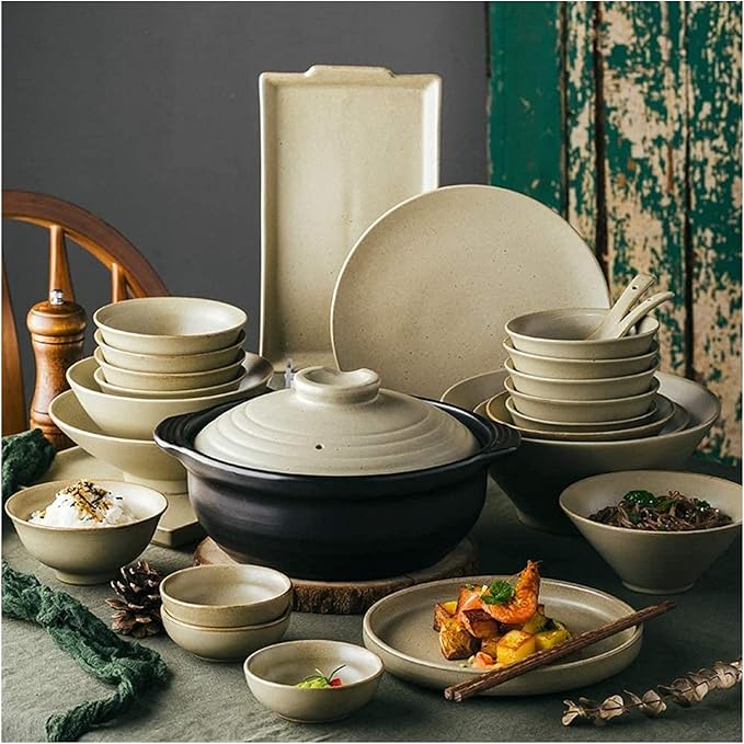 Dinnerware Sets - Luxury Gift Dishes Service Set 57 Pcs Porcelain Dinnerware Set for 10-12 Round Stoneware Dish Set Contemporary Fine Dishware Sets with Bowl Soup Plate