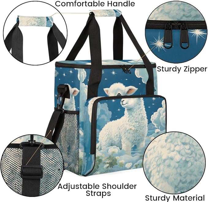 Cloud Sheep Coffee Maker Carrying Bag Cartoon Sheep Travel Storage Bag Compatible with K-Mini or K-Mini Plus Single Serve Coffee Brewer Carrying Case with Multiple Pockets &amp Shoulder Strap