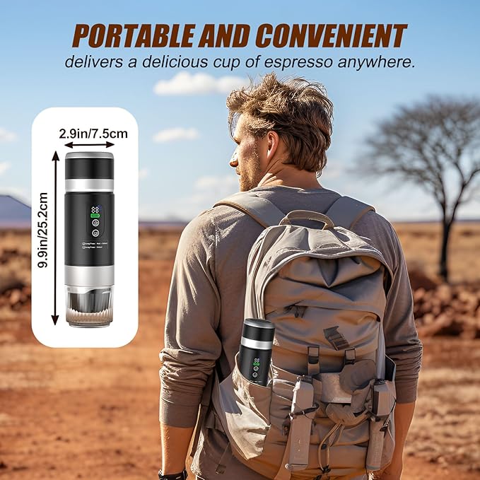 Portable Espresso Machine with Removeable Battery 20 bar Mini Travel Coffee maker Expresso Coffee Maker with USB-C3-in-1 Car Coffee Maker Self-Heating Ground Coffee &amp Capsule(Ns&ampDG)