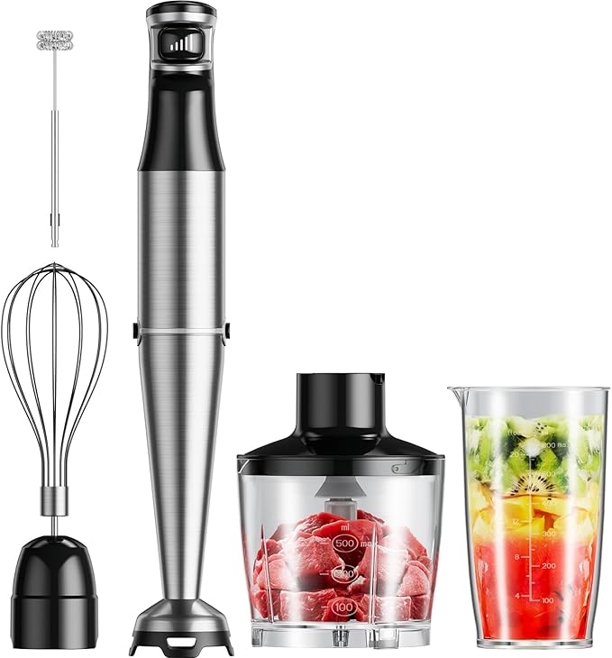 hadlook Immersion Blender with Chopper Whisk and Frother - Handheld 5-in-1 Immersion Blender 1100W for Soup Baby Food and Smoothies