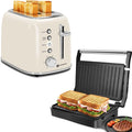 Aigostar Toaster 2 Slice Retro Extra-Wide Slot Toasters and Panini Press Sandwich Maker Aigostar 1000W Sandwich Press Grill with Non-Stick Coated Plates
