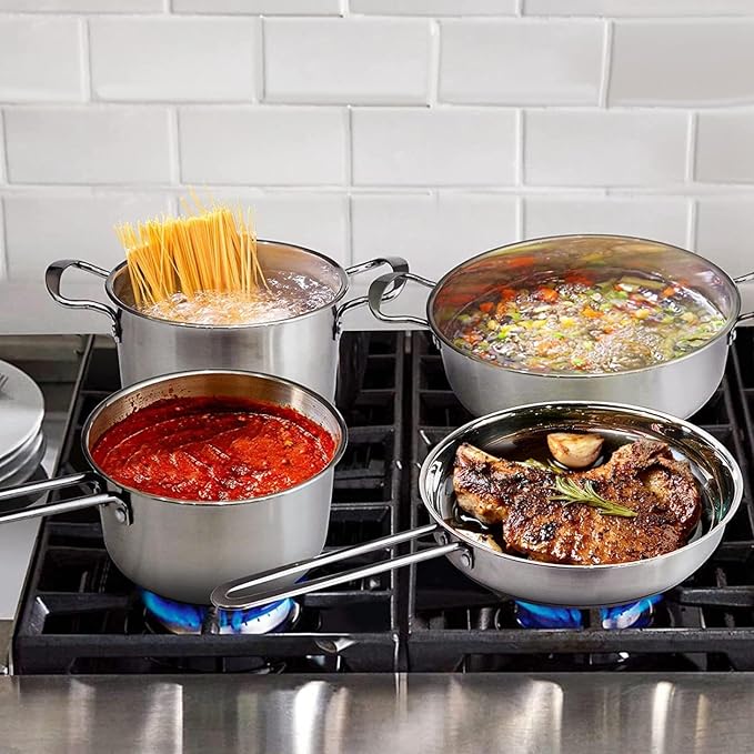 Stainless steel cookware set induction cooker pot set suitable for home dishwasher safe
