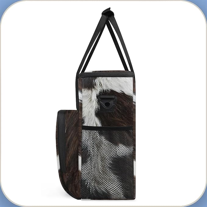 Cow Print Western Animals Coffee Maker Carring Bag Large Insulated Storage Organizer Case Tote Bags with Shoulder Strap for Travel Work Picnic
