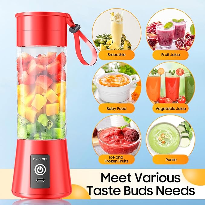 2026 Newly Upgraded Portable Smoothie Blender - Cordless Personal Blender Type-C Rechargeable 13Oz Juice Cup BAP Free 20000Rpm Speed Powerful Blending Freshly Squeezed in Sports/Office