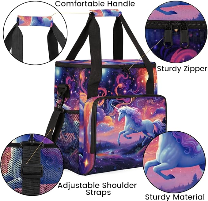 Beautiful Unicorn Coffee Maker Carrying Bag Galactic System Travel Storage Bag Compatible with K-Mini or K-Mini Plus Single Serve Coffee Brewer Carrying Case with Multiple Pockets &amp Shoulder Str