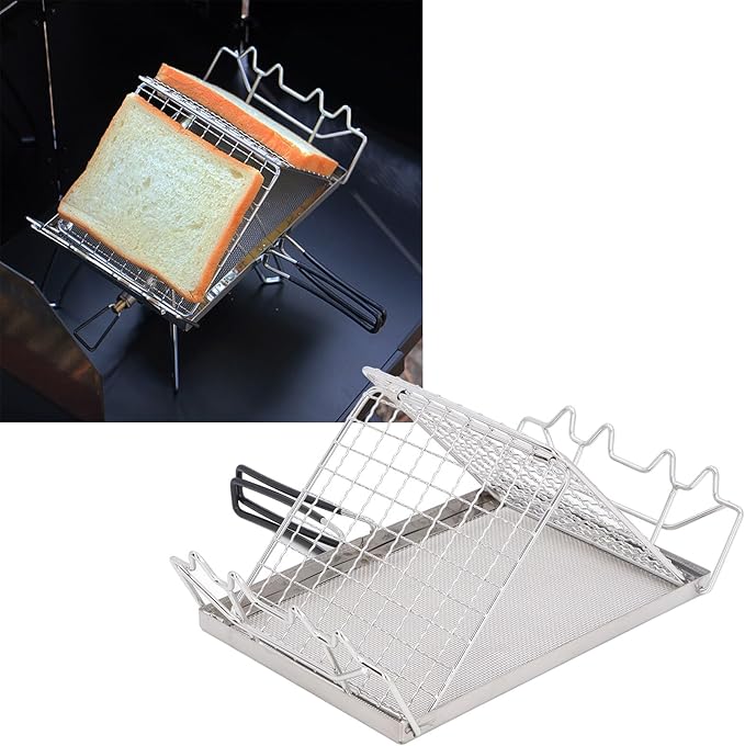 Portable Foldable Camp Stove Toaster Sturdy Metal Mesh Multifunctional Outdoor Camping Grill Stainless Steel Material to Carry and Store