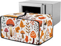 Mushroom Leaf Toaster Oven Cover Heavy Duty Heat-resistant Protective Case Faux Linen Polyester Protector with Handle &amp Pockets for Everyday Home Kitchens