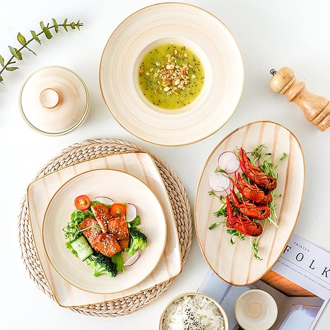 Plate and Bowl SetCeramic Dinnerware Sets Porcelain Serveware 20 Piece Porcelain Bowls and Plates Set Service for 6 Stoneware Tableware Ceramic Dishes Dinne