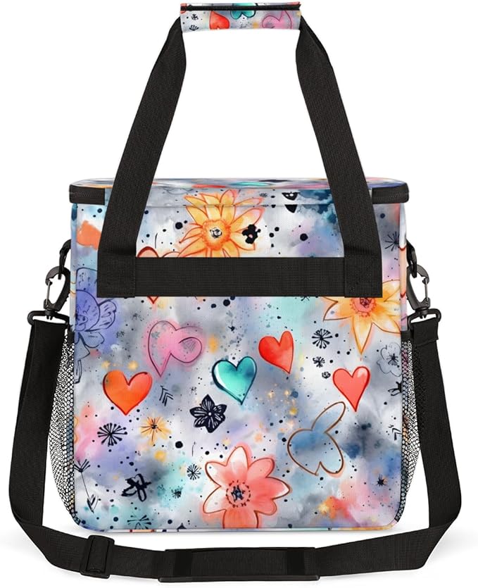 HEART Flower Coffee Maker Carrying Bag Portable Travel Storage Tote Bag Compatible with K-Mini or K-Mini Plus Single Serve Coffee Brewer Carrying Case with Multiple Pockets &amp Shoulder Strap