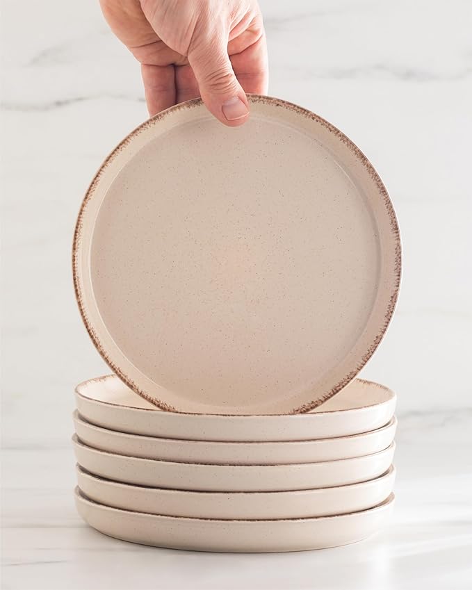 Stoneware dinnerware set 4 persons Rustic 12 pcs - Rustic design dinnerware set dishwasher safe - Bowl and plate set - Pure Living dinnerware in beige…