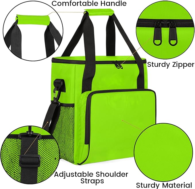 Grass Green Coffee Maker Carrying Bag Waterproof Insulated Leakproof Cooler Bag Portable Storage Tote Bag Organizer With Shoulder Strap