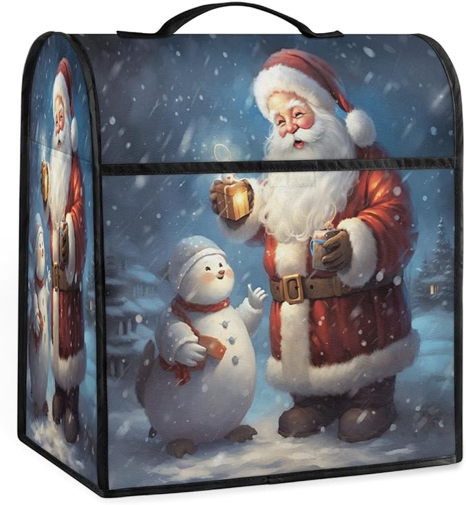 cfpolar Kitchen Aid Mixer Cover Compatible with 6-8 Quarts Snowman Santa Claus Christmas Stand Mixer Cover Kitchen Aid Mixers Accessories Appliance Organizer Bag Dust Covers with Zipper Pocket