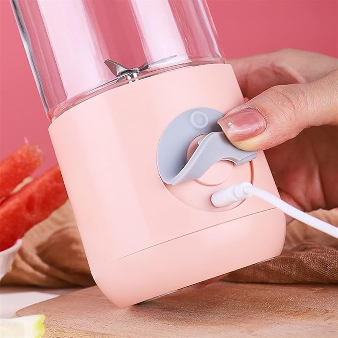 Mini Portable Blender With 6 Cutter USB Charging Electric Juicer Suitable For Sports Travel Outdoor Food Mixer Orange Juicers(Pink)