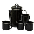 Stansport Enamel 8-Cup Percolator Coffee Pot and 4-Mug Set - Heavy-Duty Campfire Coffee Maker with 12oz Mugs - Percolator Stem Included - Double Baked Enamelware for Camping Hiking RV &amp Cabin
