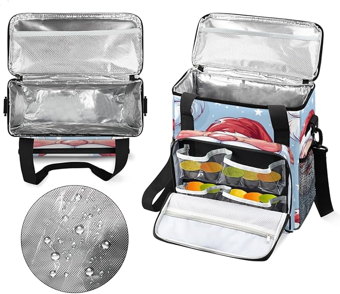 Cute Santa Claus Coffee Maker Carrying Bag Modern Santa Claus Travel Storage Bag Compatible with K-Mini or K-Mini Plus Single Serve Coffee Brewer Carrying Case with Multiple Pockets &amp Shoulder S