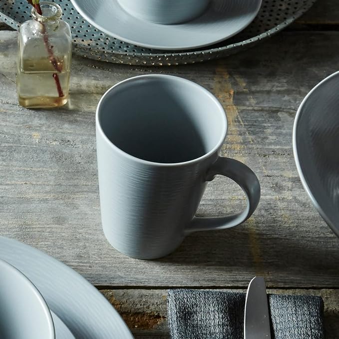 Noritake Colorscapes Grey-on-Grey Swirl 16-Piece Square Dinnerware Set Service for 4