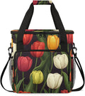 Flower Tulip Theme Coffee Maker Travel Bag for Keurig K-Mini/K-Mini Plus Insulated Waterproof Tote with Pockets for K-Cup Portable Single-Serve Brewer Case