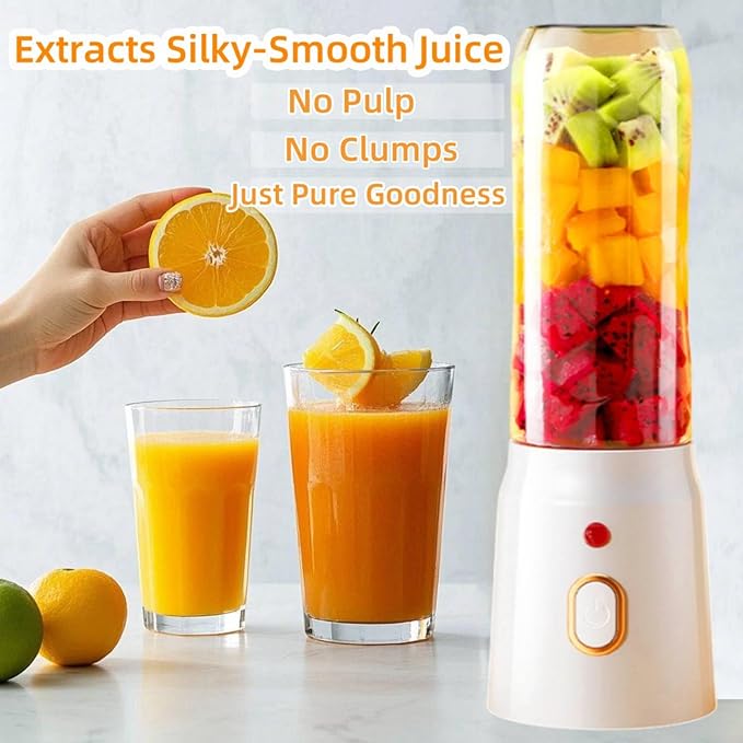 450ml Portable Electric JuicerUSB-Powered Electric Fruits Juicer for Juice Smoothies Shakes - Rechargeable Cordless Design Easy-Clean with Travel Lid