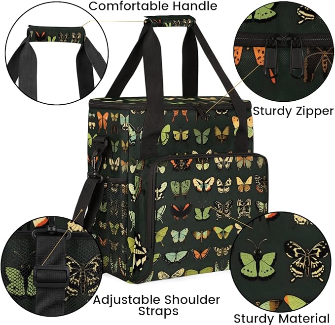Watercolor Butterfly Coffee Maker Carrying Bag Colorful Butterfly Travel Storage Bag Compatible with K-Mini or K-Mini Plus Single Serve Coffee Brewer Carrying Case with Pockets &amp Shoulder Strap