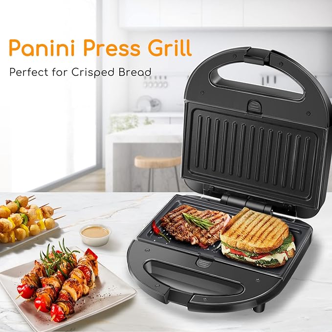 Aigostar Sandwich Maker Toaster 4 Slice 1.6 Wide Slot Stainless Steel Toasters with Bagel Reheat Cancel Defrost Function Panini Press Grill with Removable Non-stick Plates Grilled Cheese Maker