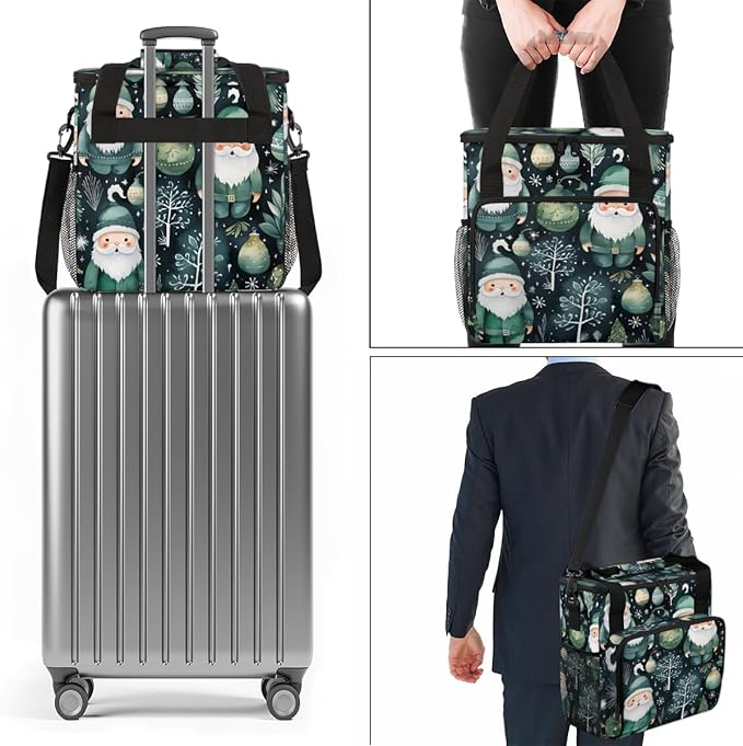 Colorful Santa Claus Coffee Maker Carrying Bag Abstract Santa Claus Travel Storage Bag Compatible with K-Mini or K-Mini Plus Single Serve Coffee Brewer Carrying Case with Pockets &amp Shoulder Stra