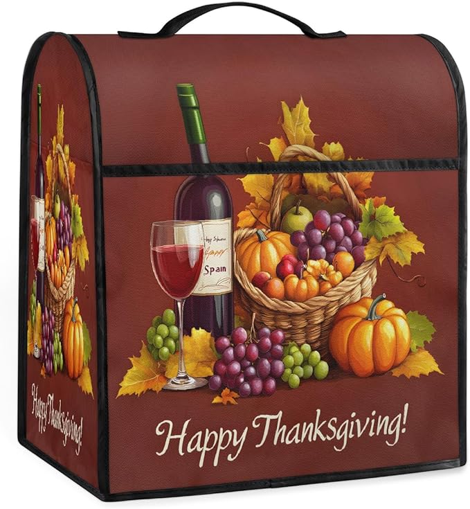cfpolar Kitchen Aid Mixer Cover Compatible with 6-8 Quarts Thanksgiving Grape Wine Pumpkin Stand Mixer Cover Kitchen Aid Mixers Accessories Appliance Organizer Bag Dust Covers with Zipper Pocket