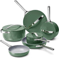 Caraway Deluxe Non-stick Ceramic Cookware Set (16 Piece) Pots Frying Pans Lids and Kitchen Storage - PFAS &amp PFOA Free - Oven Safe Pan Set &amp Compatible with All Stovetops - Sage
