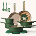 CAROTE Pots and Pans Set 18pcs Non stick Cookware Set Induction Ready Cooking Set Non-toxic Green