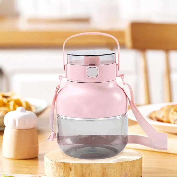 Electric Juicer Portable Blender 1000ml with Straw and Lid Travel Juicer Juice Blender for Home Picnic Pink