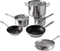 Stainless Steel Pots And Pans Set Induction Cookware Set With 2 Saucepans 2 Fry Pans Non-Stick 5 Qt Sauté Pan And 12 Qt Stock Pot Stainless Steel Cookware Set (10-Piece)