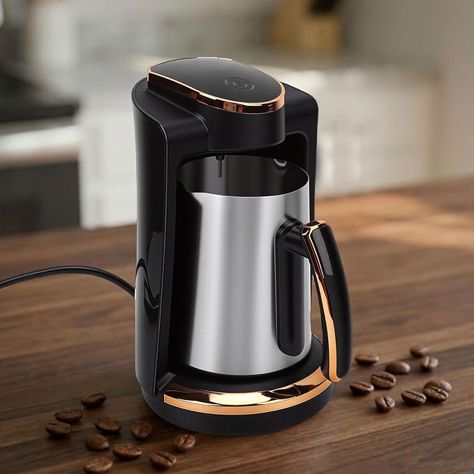 Yosoo Single Cup Turkish Coffee Machine 550W Design Compact Portable Turkish Coffee Maker with 250ML Capacity Intense Flavor Quick Heating for Home Office Traveling Camping (US Plug 110V)