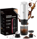 Portable Electric Espresso Machine Self-heating with USB-C 12V 7800mAh Long battery life Travel Coffee Maker for Camping Hiking Office Car Compatible with NS Capsules &amp Ground Coffee