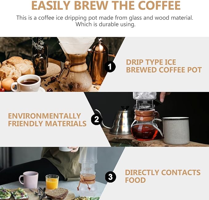 Glass Cold Brew Coffee Maker Drip Iced Coffee Pot Suitable for Home and Office Use 1-set