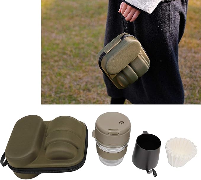 Alvinlite Portable Drip Coffee Maker Green 300ml Capacity Compact Manual Coffee Pot Cup Travel Coffee Maker Kit