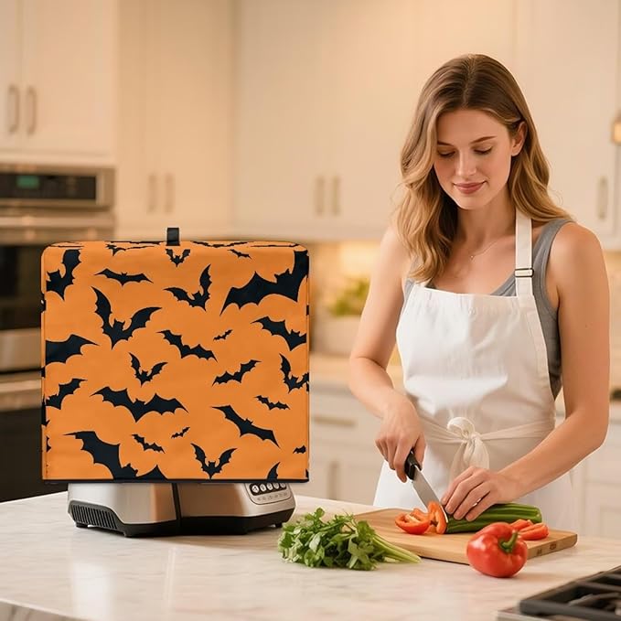 Halloween Bat Home Decor Blender Cover – Stylish Juicer Dust Cover Fits Most Stand Mixers &amp Coffee Makers Easy to Store &amp Wash Floral Print Design