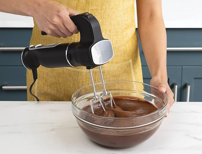 Black Hand Blender and Hand Mixer Combo with Whisk and Beaters Power Mixer System