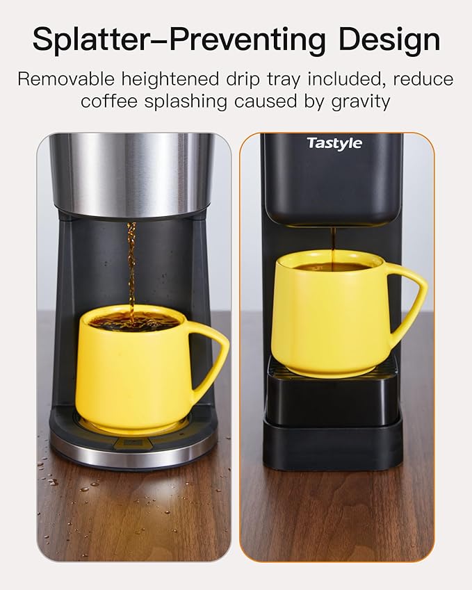 Single Serve Hot &amp Iced Coffee Maker with Strong Brew 40oz Removable Reservoir 6 Brew Sizes Compatible with K Cup and Grounds Compact for Home Office RV and Dorm Black (2.0 Version)