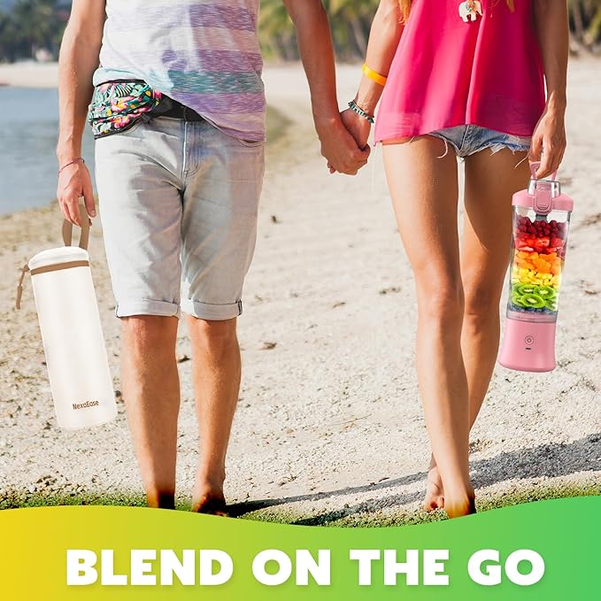 Portable Blender Personal Juicer for Shakes and Smoothies - 20 OZ Electric Protein Shaker Bottle with Insulated Sleeve Travel Lid USB-C Rechargeable - Mini Small Blender Cup for Kitchen Office Gym