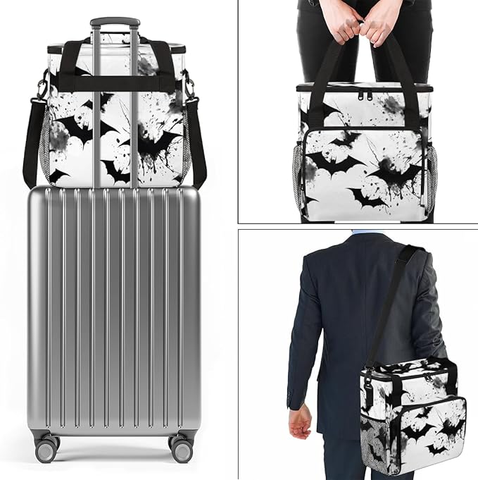 Gothic Bat Coffee Maker Carrying Bag Graffiti Bat Travel Storage Bag Compatible with K-Mini or K-Mini Plus Single Serve Coffee Brewer Carrying Case with Multiple Pockets &amp Shoulder Strap