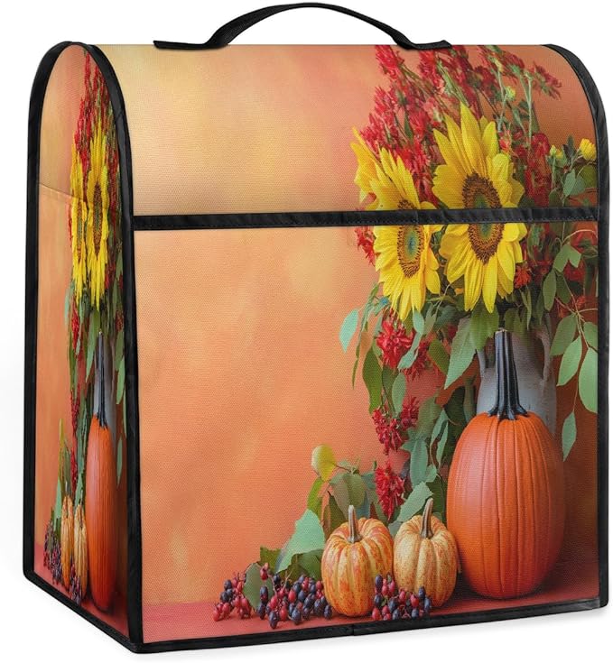 cfpolar Kitchen Aid Mixer Cover Compatible with 6-8 Quarts Sunflower Pumpkin Flower Stand Mixer Cover Kitchen Aid Mixers Accessories Appliance Organizer Bag Dust Covers with Zipper Pocket