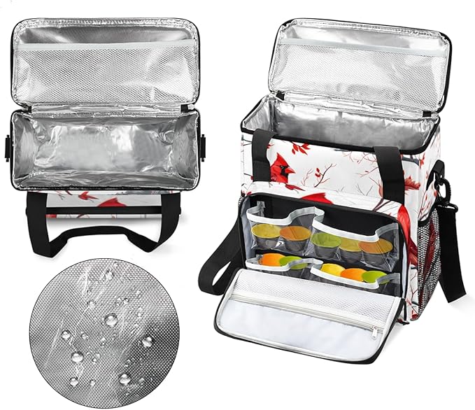Cardinal Bird Coffee Maker Carrying Bag Winter Xmas Travel Storage Bag Compatible with K-Mini or K-Mini Plus Single Serve Coffee Brewer Carrying Case with Multiple Pockets &amp Shoulder Strap