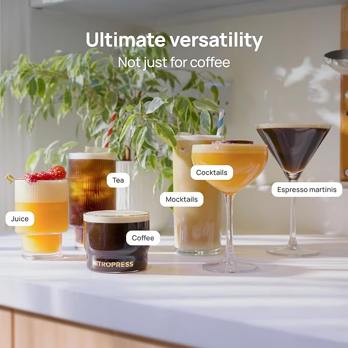 Original NitroPress - Nitro Cold Brew Coffee Maker Kit | Includes 10 Nitrogen Cartridges | Portable Infuser for Smooth Nitro Drinks Cold Brew Cocktails &amp Tea at Home or On the Go