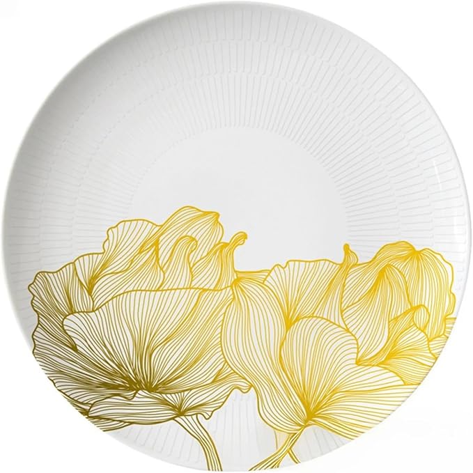 Porcelain dinnerware Set service for 6Lightweight Round Bone China Dinnerware SetsSteak Dinner Plates Dish Set (24Pcs)Freezer Safe Elegant Dining Plates for New house celebration