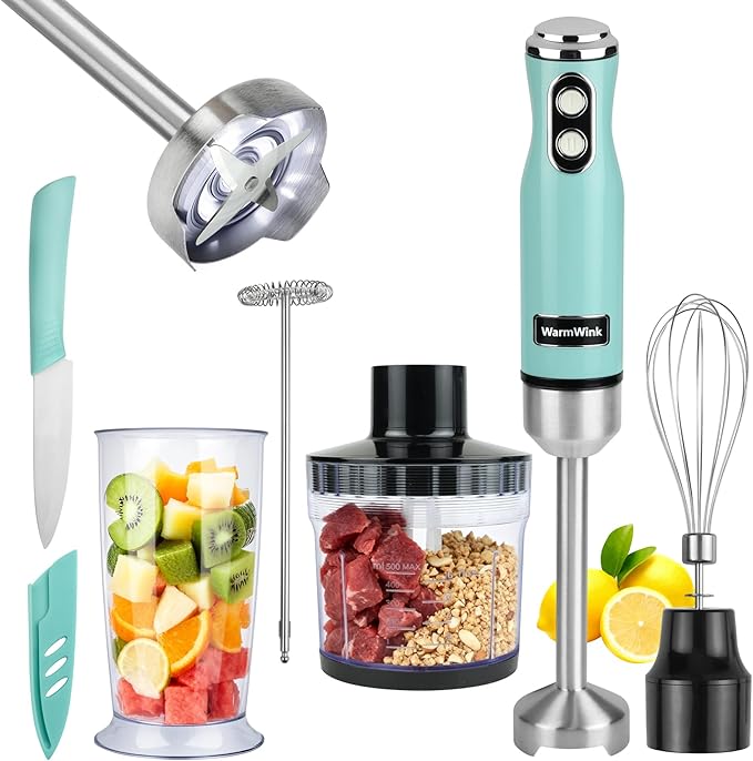 Hand Blender Powerful 4 in 1 600w Corded Immersion Blender Handheld with Stainless Steel Attachment Small Food Processor &amp Stick for Kitchen Emergen useful immersion blender