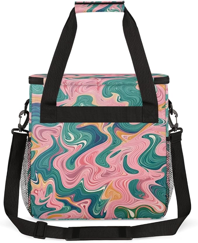 Tie Dyeing Coffee Maker Carrying Bag Pink Green Portable Travel Storage Tote Bag Compatible with K-Mini or K-Mini Plus Single Serve Coffee Brewer Carrying Case with Multiple Pockets &amp Shoulder S