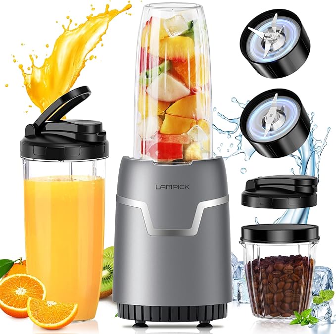Smoothie Blender 1100W Personal Blender for Shakes and Smoothies Blenders and Grinder Combo for Kitchen with 2 * 22 Oz To-Go Cup and Lid for Protein Shake Baby Food Frozen Drink