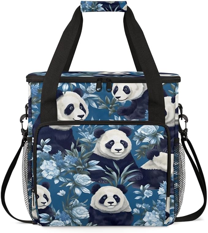 Panda Flowers Coffee Maker Carrying Bag Portable Travel Storage Tote Bag Compatible with K-Mini or K-Mini Plus Single Serve Coffee Brewer Carrying Case with Multiple Pockets &amp Shoulder Strap